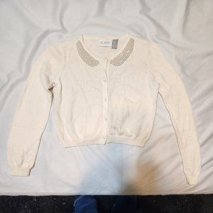 Children's Place vanilla button up sweater with pearls M 7/8